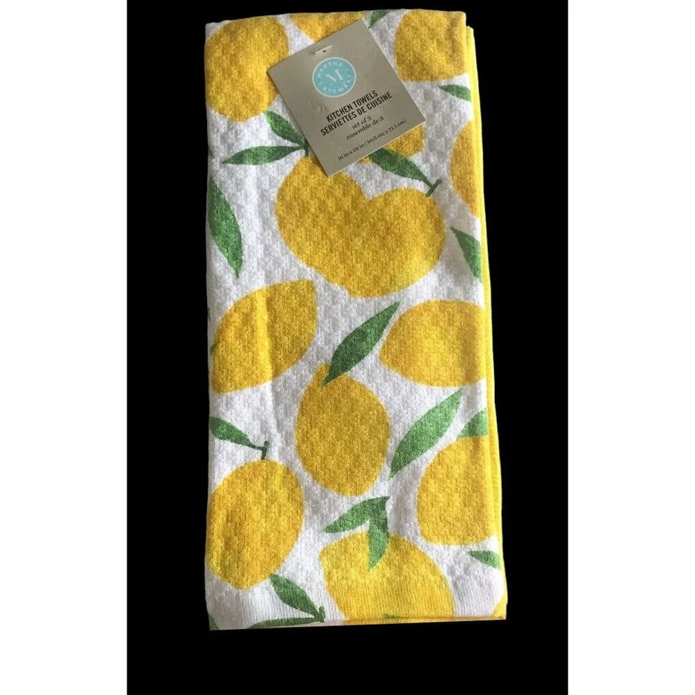 Martha Stewart Kitchen Dish Towels Yellow Lemons Lemon Set Of 3 Beach Summer